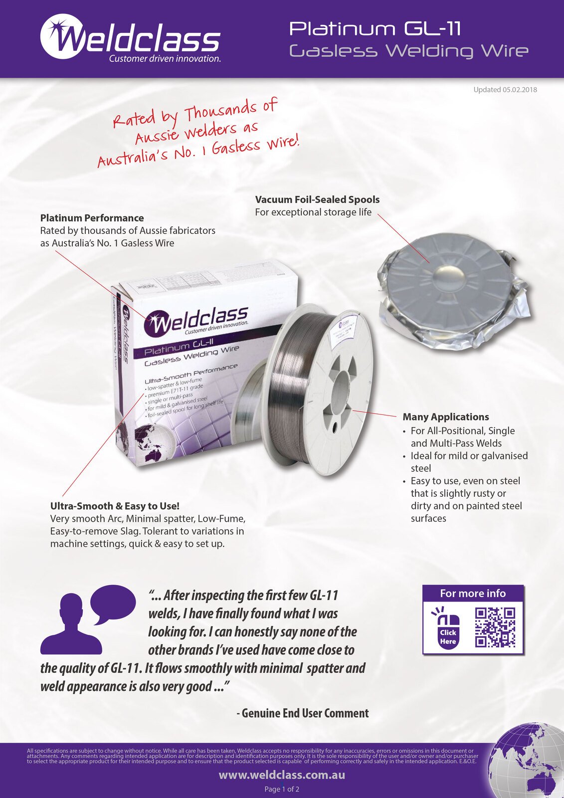 15kg 0.9mm Weldclass GL-11 Gasless Mig Wire