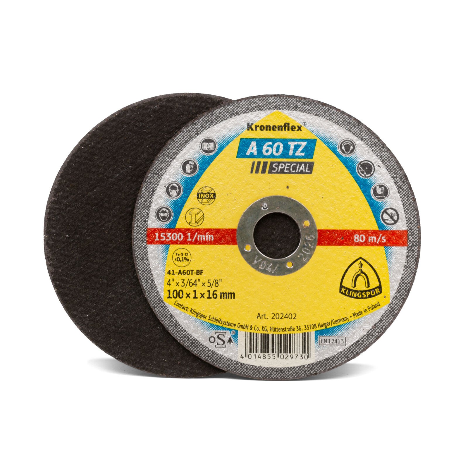 Klingspor Inox A 60 TZ 100mm 4"x1.0mm Cutting Disc 100pk