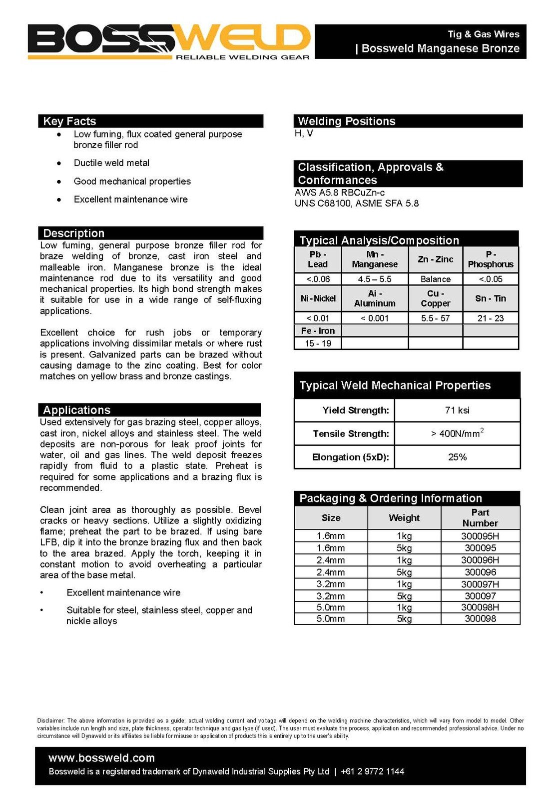 2.4mm 200g Manganese Bronze TIG OXY Brazing Rods