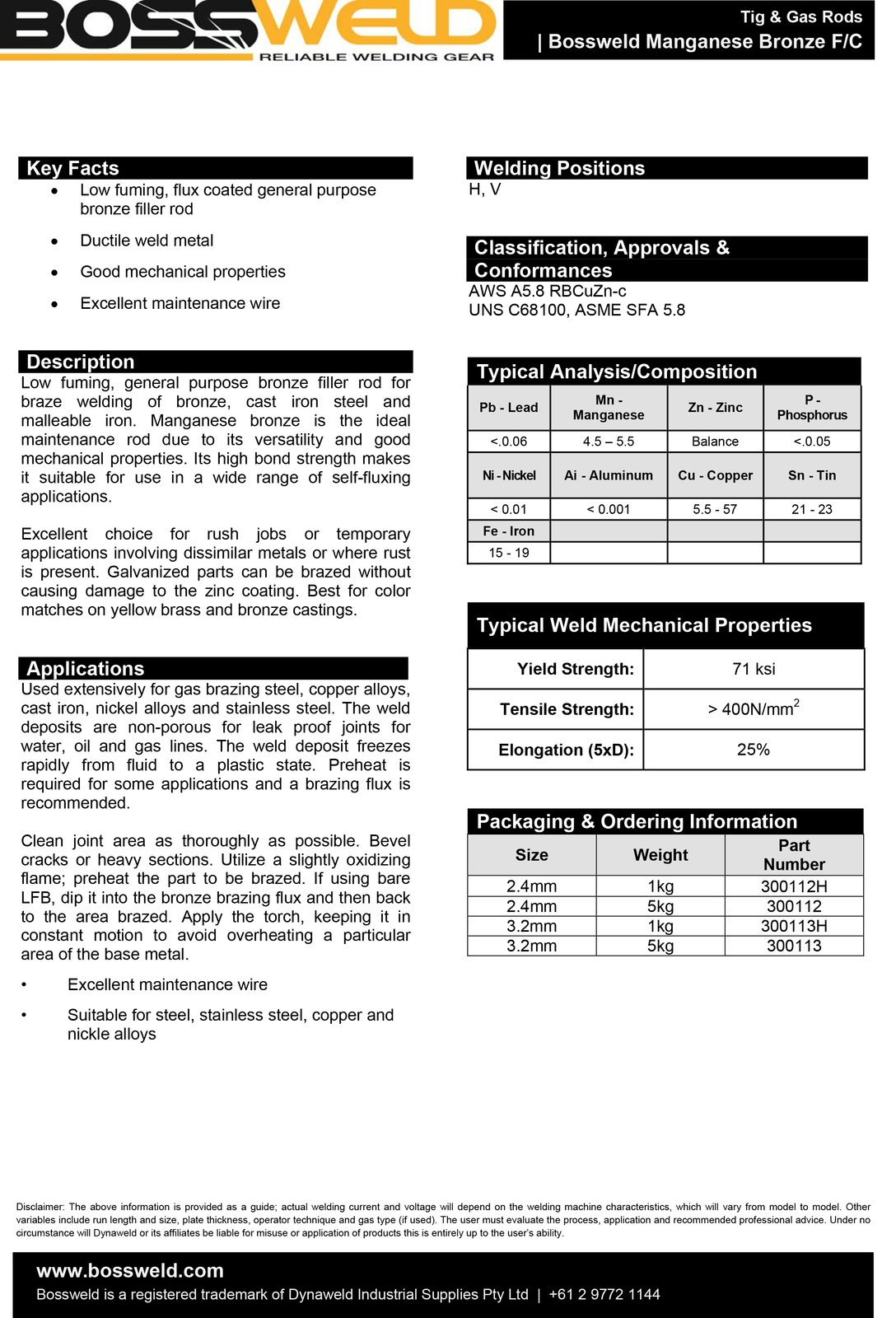 2.0mm Manganese Bronze Flux TIG OXY Brazing Rods 200g
