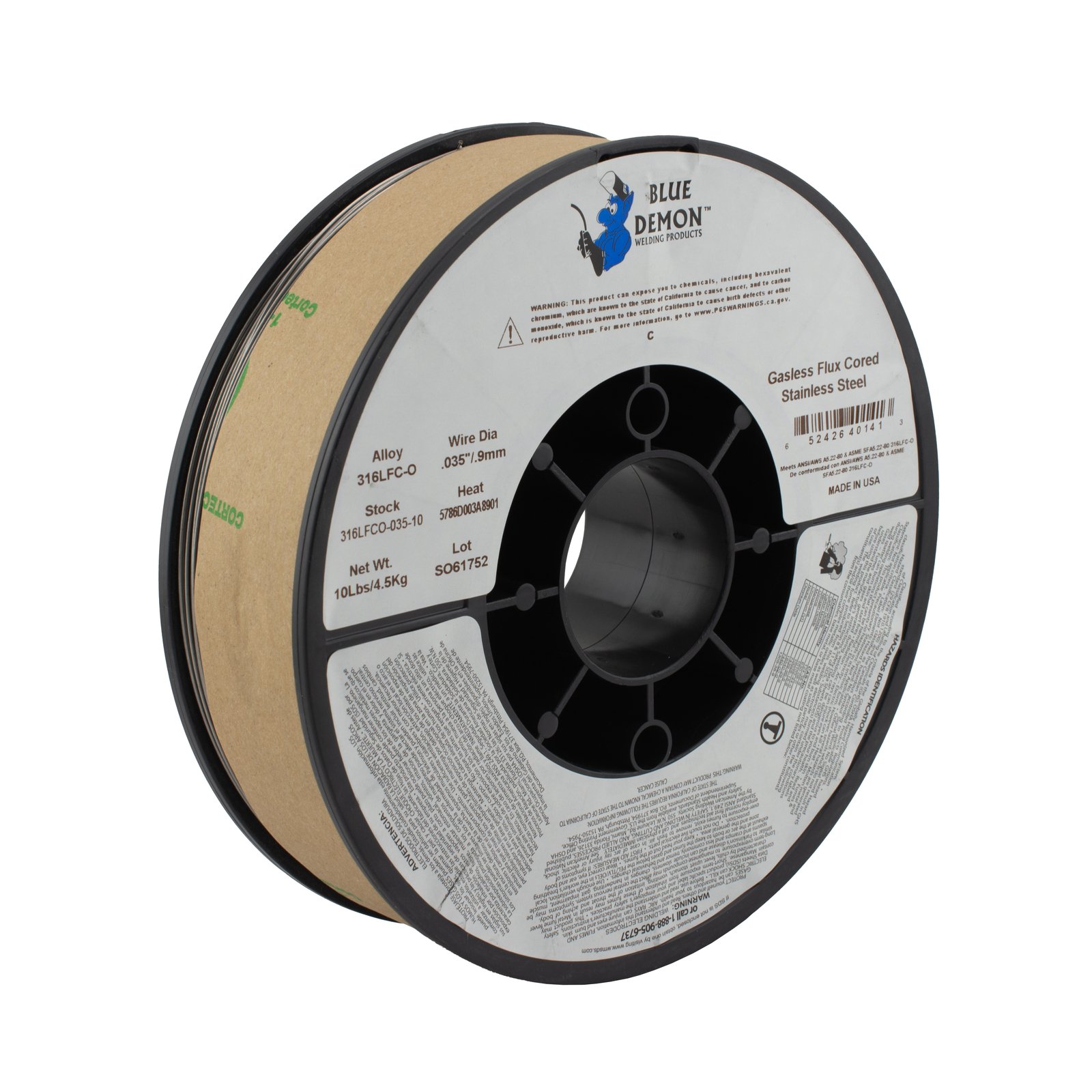 4.5kg 0.9mm 316L Blue Demon Gasless MIG Wire