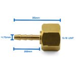 5/8 UNF Brass Barb Fitting 4mm Hose Nut Regulator - Image 2