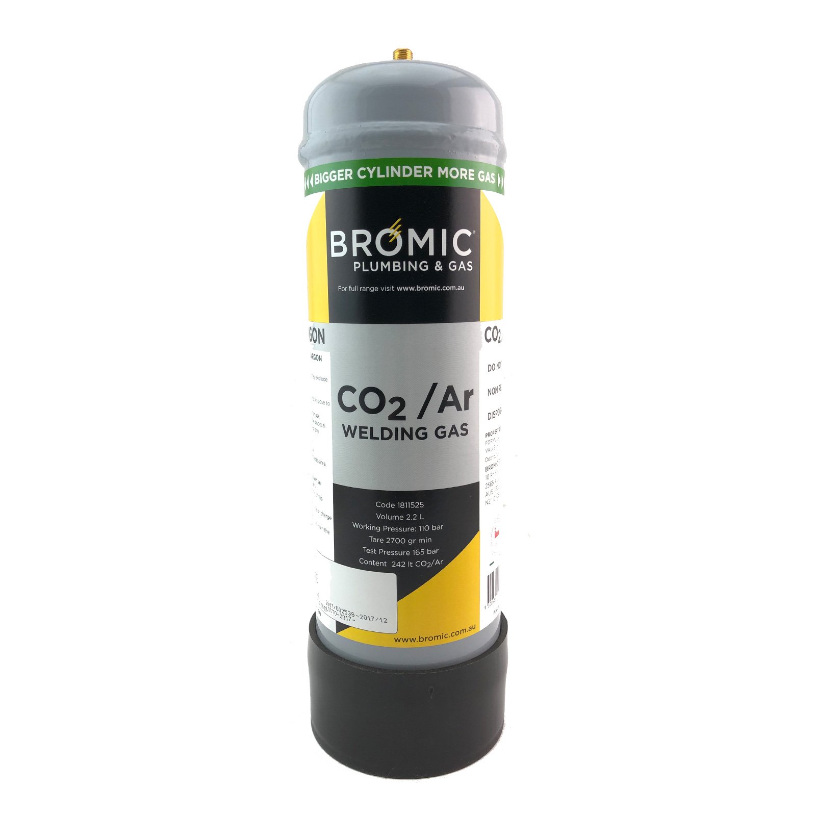 Disposable Argon CO2 Gas Bottle 2.2L 2-Pack Combo Kit