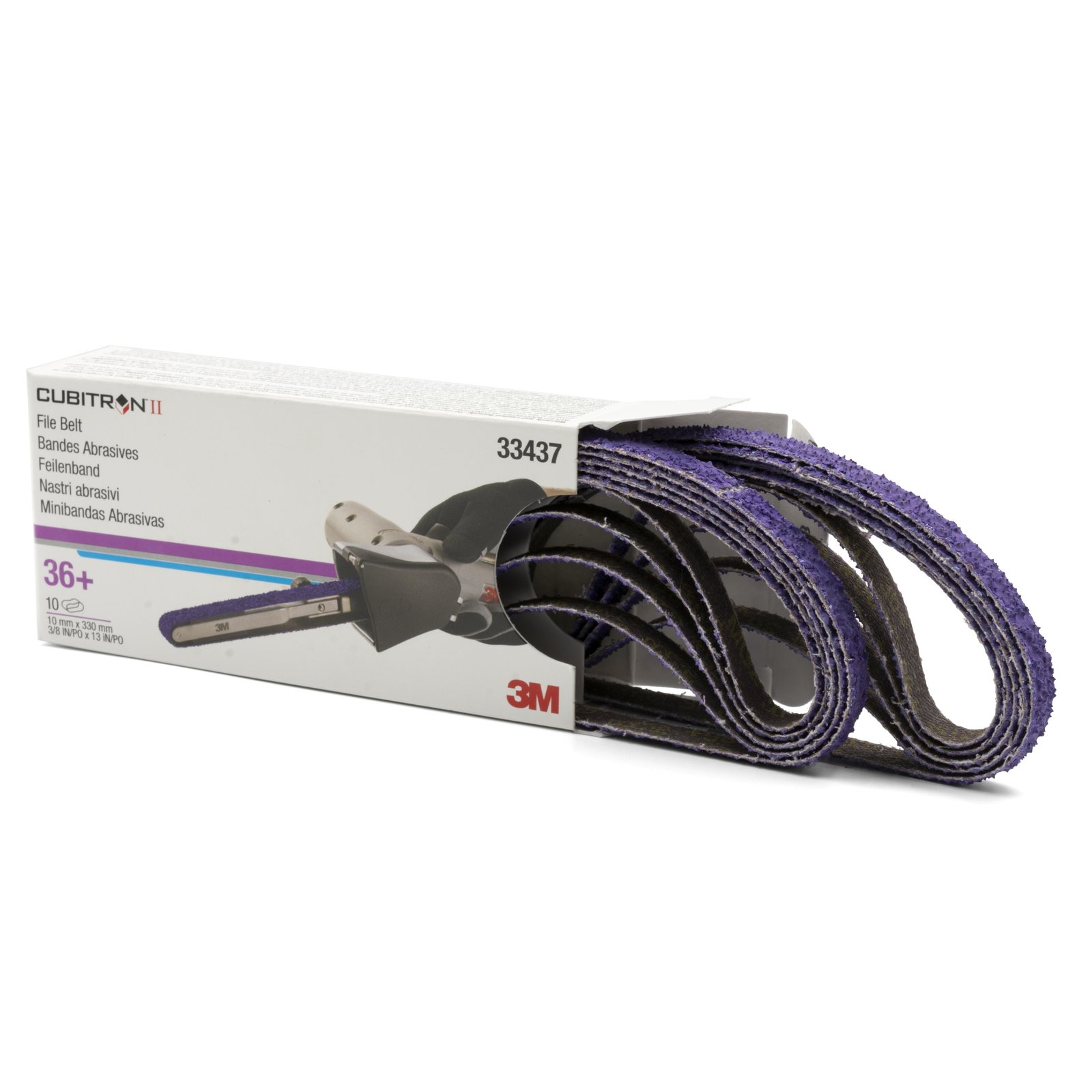 3M Cubitron 2 36 Grit File Belt 10x330mm 33437 786F 50 Pack