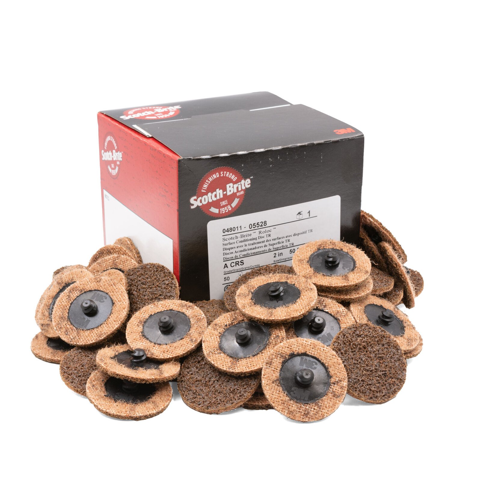 61500141736_50 3M Scotch Brite 50mm Roloc A CRS Surface Disc Coarse Brown 50pk - Image 1