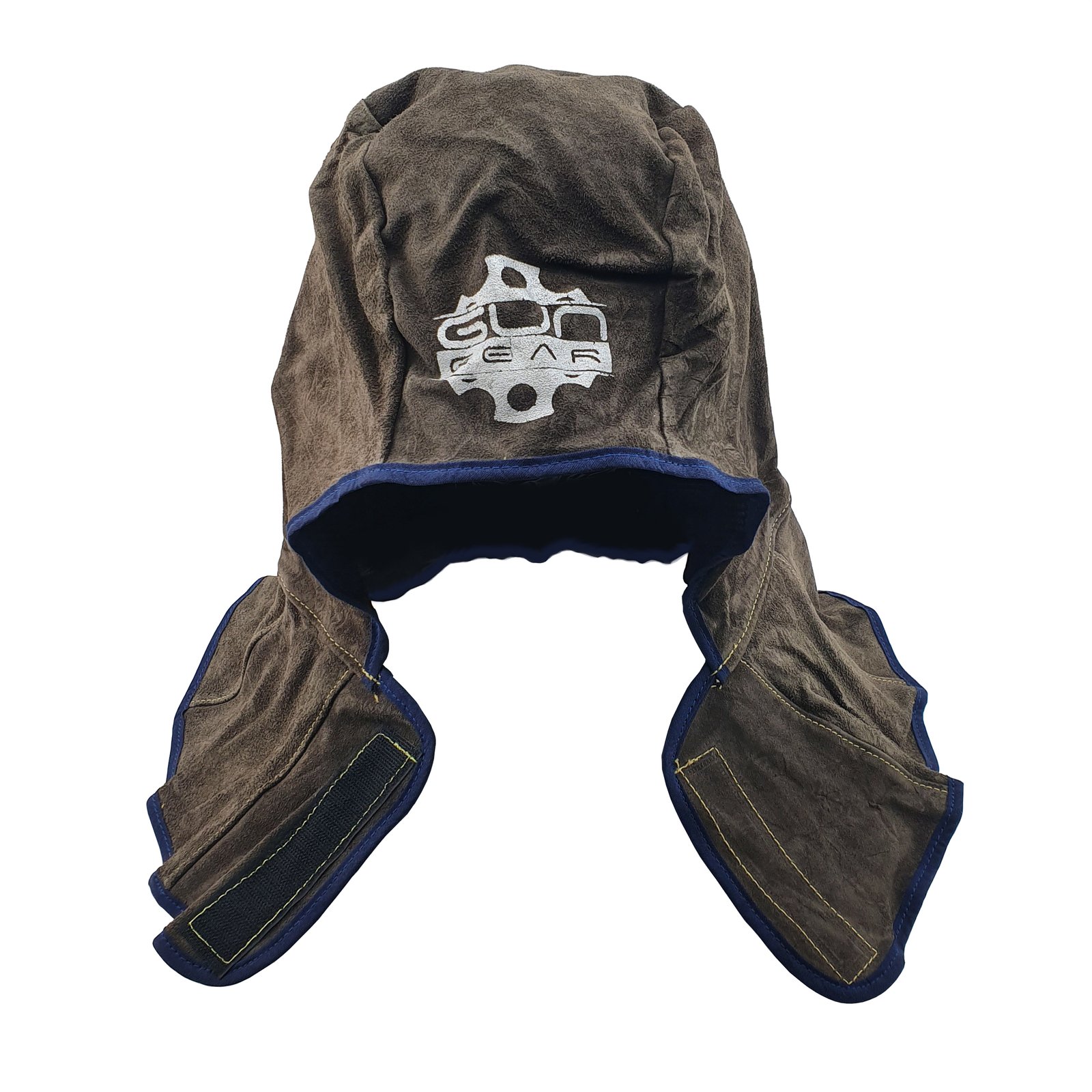 Charcoal Brown Split Cowhide Welder Hood Cotton Mesh Lining