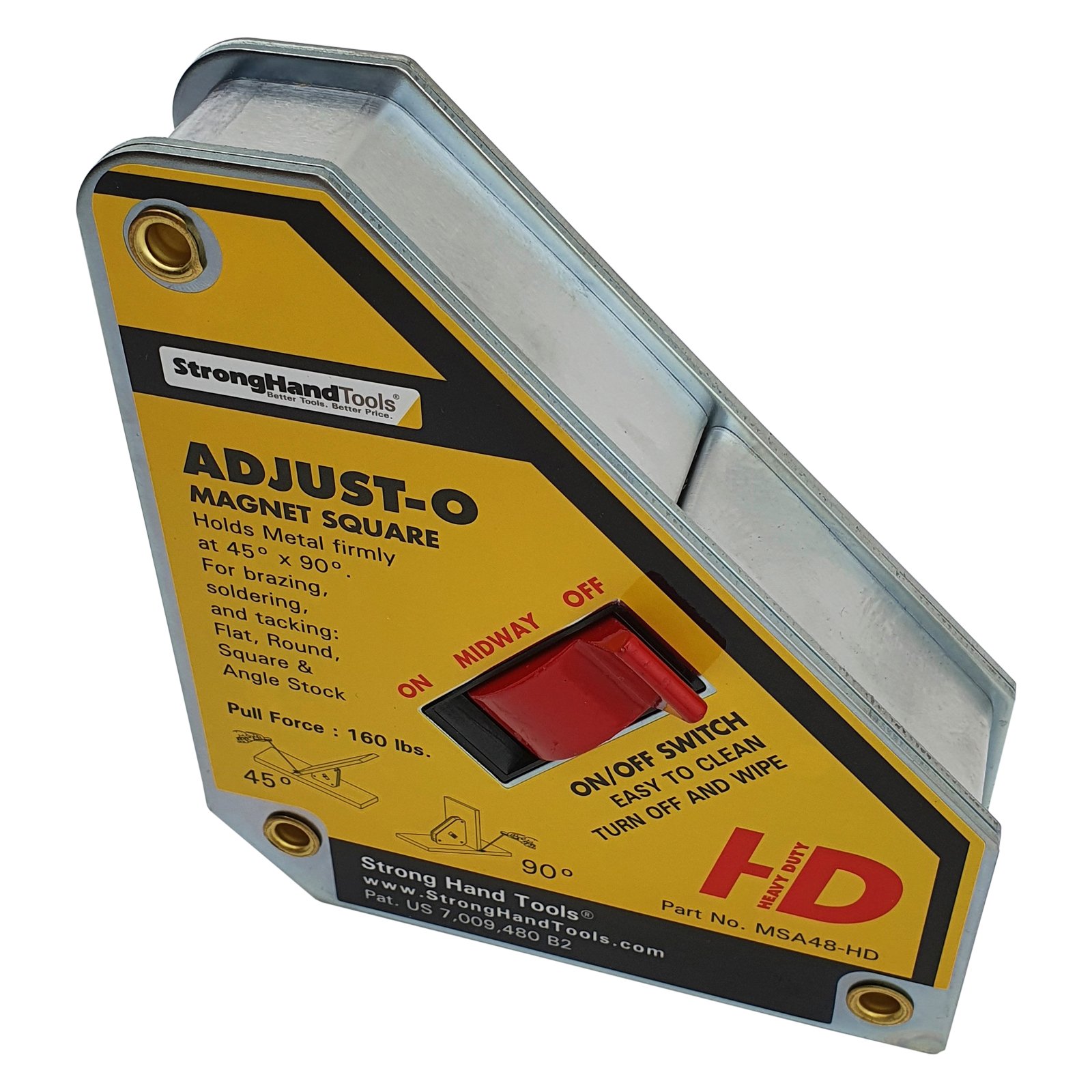 2x Strong Hand Adjust-O Magnet Square Large 75kg On/Off