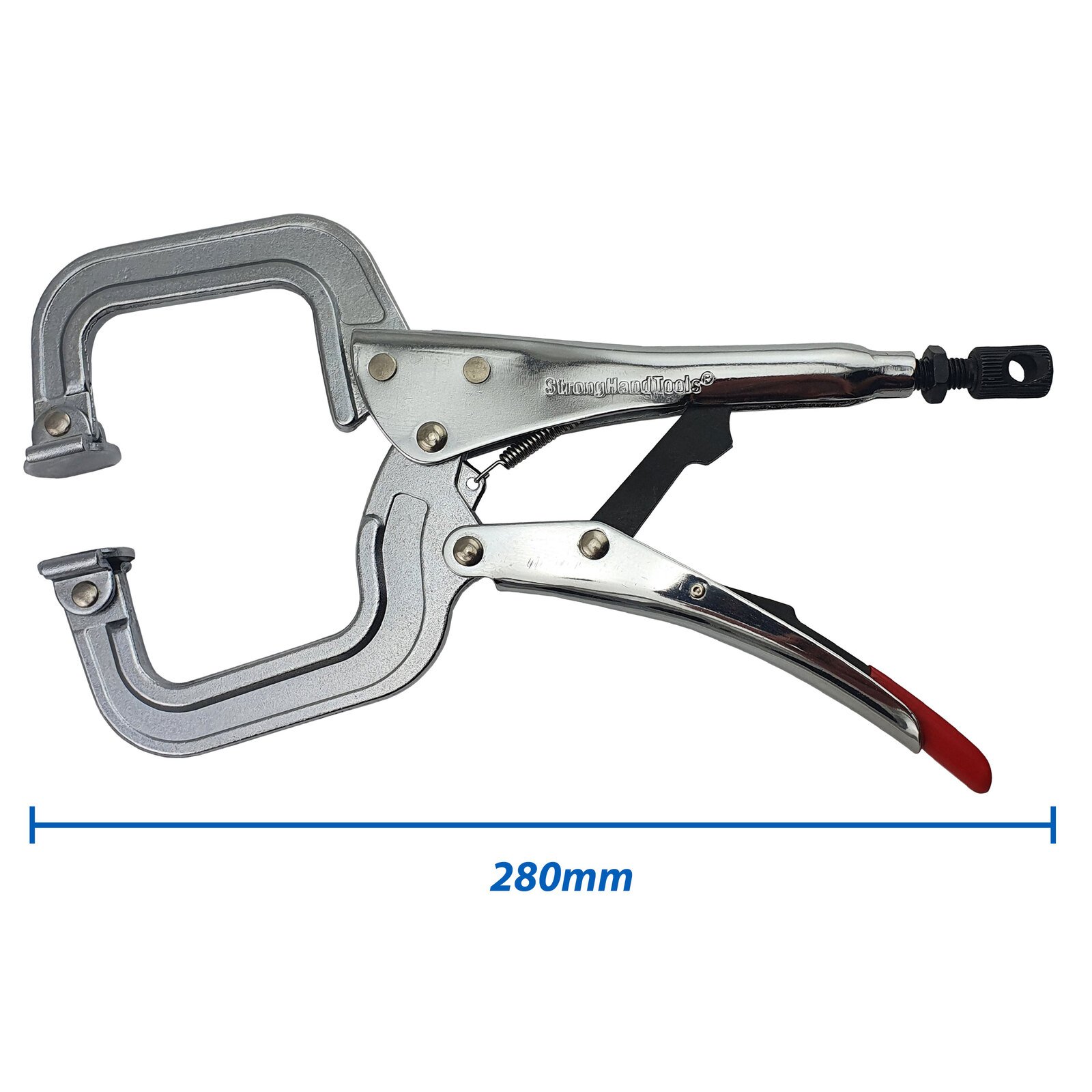 280mm Strong Hand Locking C-Clamp Pliers Swivel Pad 2pk