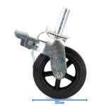 200mm Rubber Coated Castors 2 Ton 900 lbs Load 8x2 - Image 4