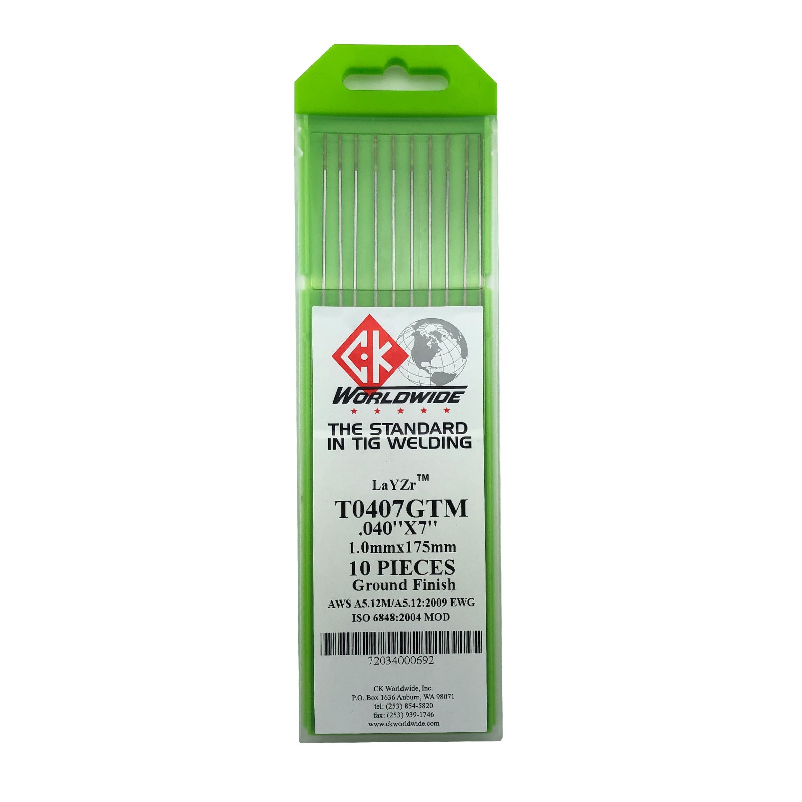 1.0mm LaYZr CK Chartreuse TIG Tungsten Electrodes 10pk