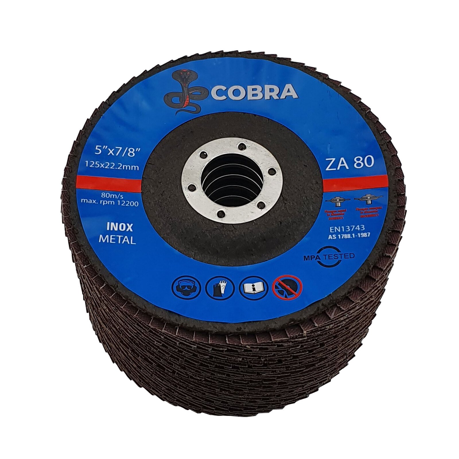 COBRA 5" 125mm 80 Grit Flap Disc 50 Pack