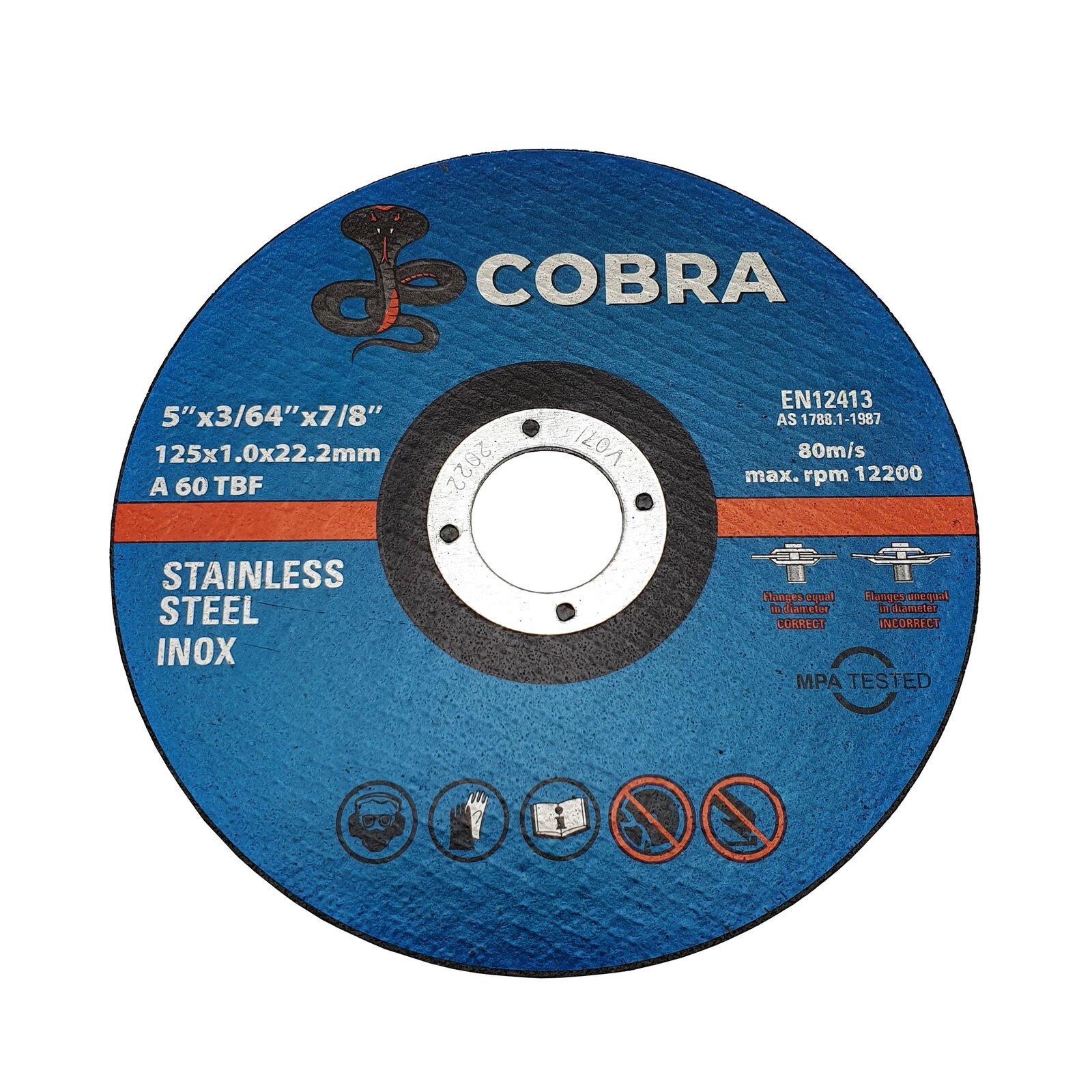 COBRA 5"x1mm INOX Steel Cutting Disc 100 Pack 125mm
