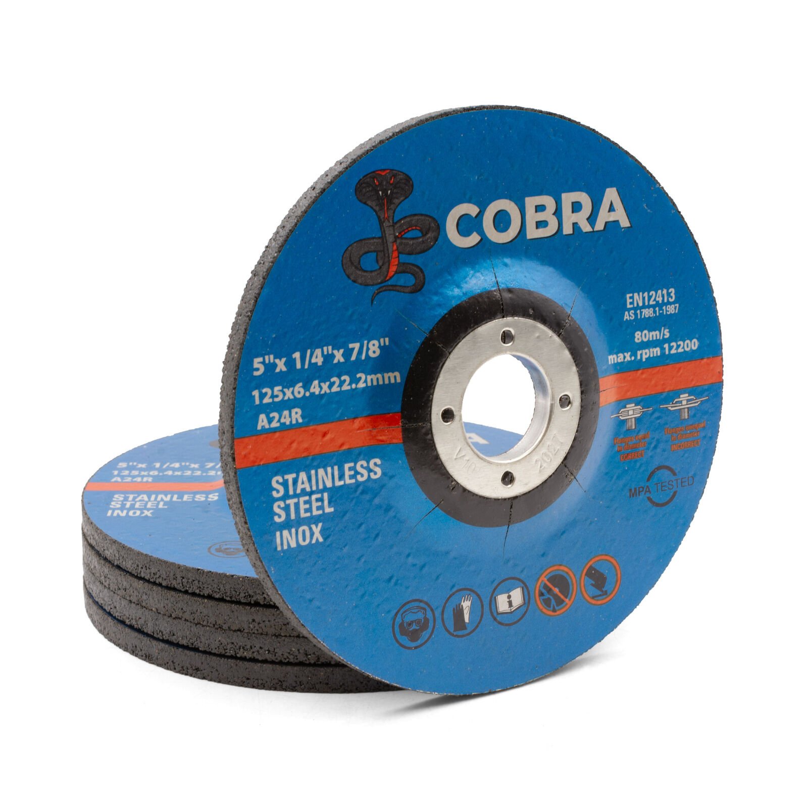 10x Cobra 5" 6mm INOX Steel Grinding Disc 125mm