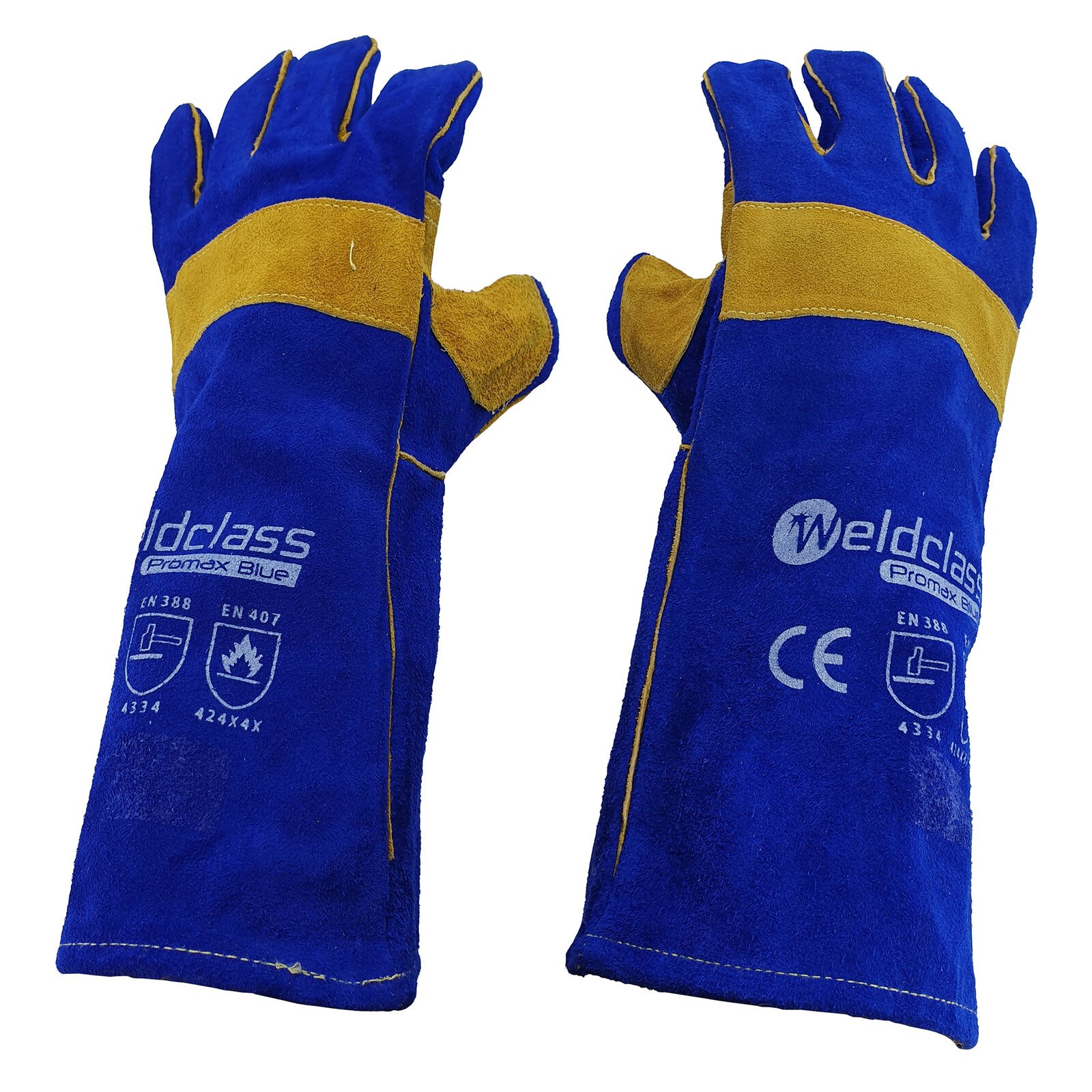 Promax Blue Mig Welding Gloves 40cm Long 2x