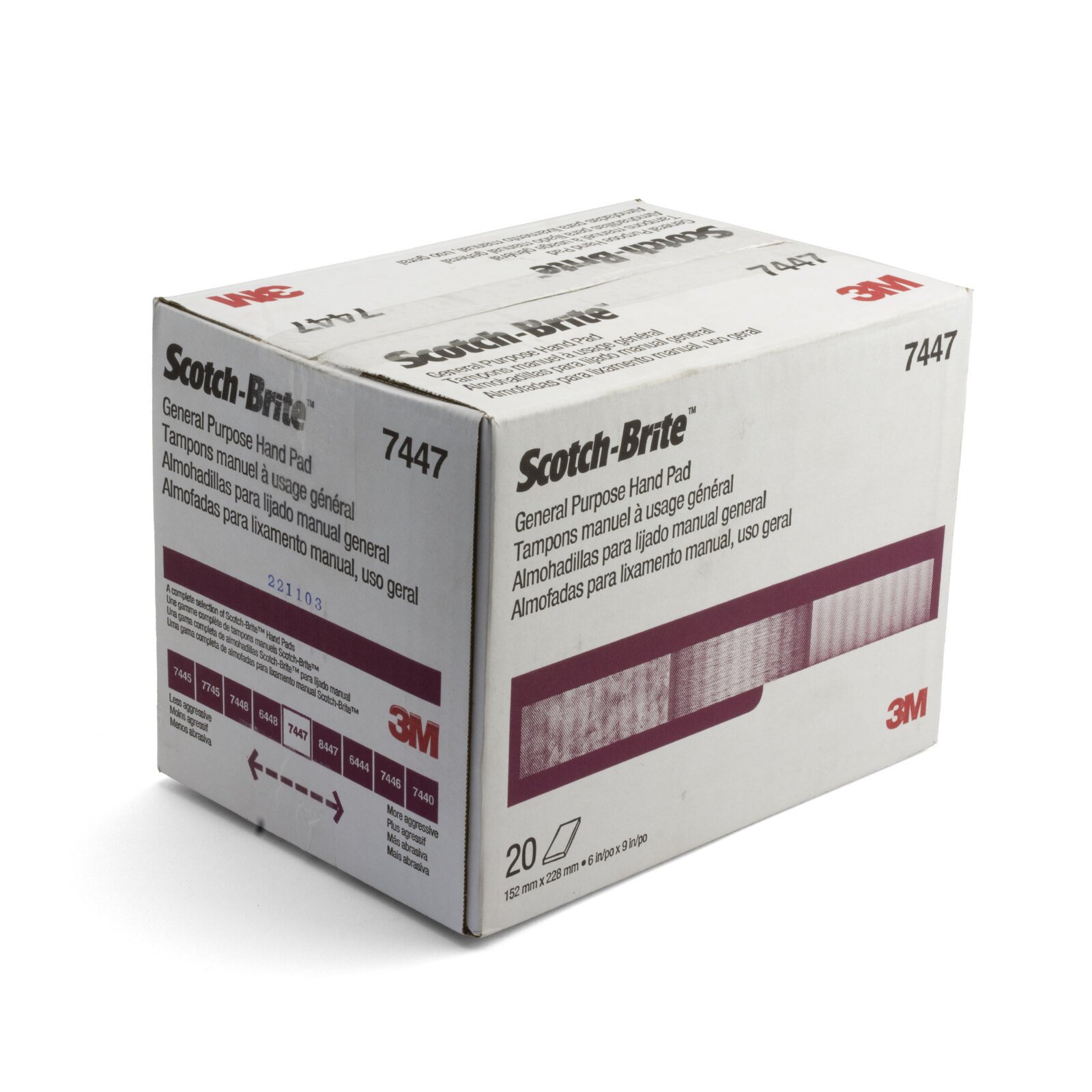 3M Scotch-Brite 7447 Hand Pad 150x230mm General Purpose 20pcs