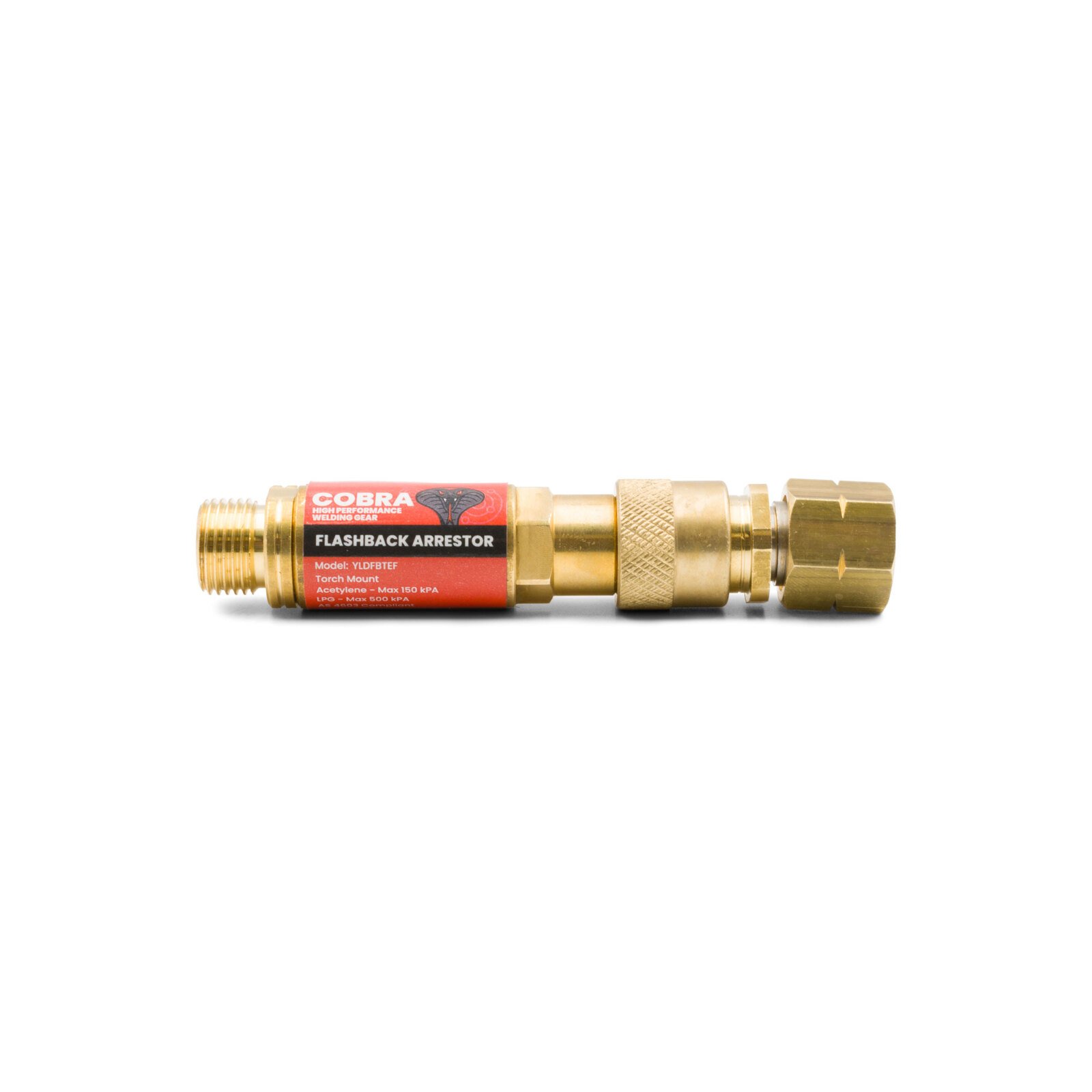 YLDFBAQCTF COBRA Fuel Gas Flashback Arrestor Torch End Quick Connect - Image 1