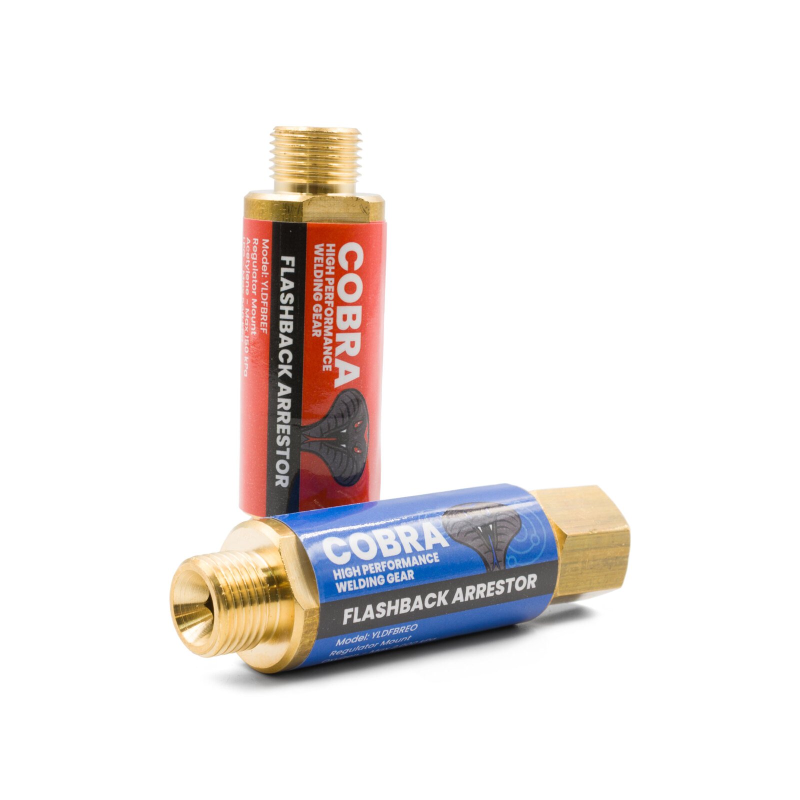 COBRA Twin Pack Oxygen Fuel Flashback Arrestors Regulator End