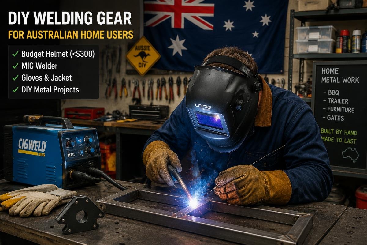 DIY welding gear for Australian home users A hobbyist using a sub-$300 welding helmet for home metal work